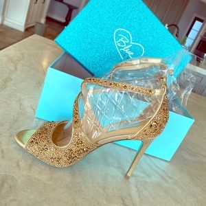 David’s Bridal Criss Cross Gold Heels